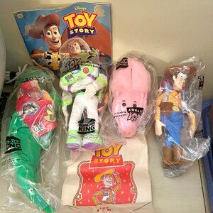 Disney’s TOY STORY 1995 Burger King~Complete Set of 4 Figures+Book & Bag~NEW